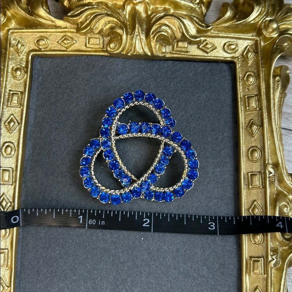 Cobalt Blue Rhinestone Brooch - Picture 6 of 6